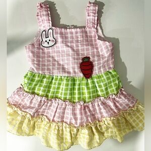 Baby Easter Bunny Dress 6–12M | Pink Gingham Tiered Ruffle Outfit